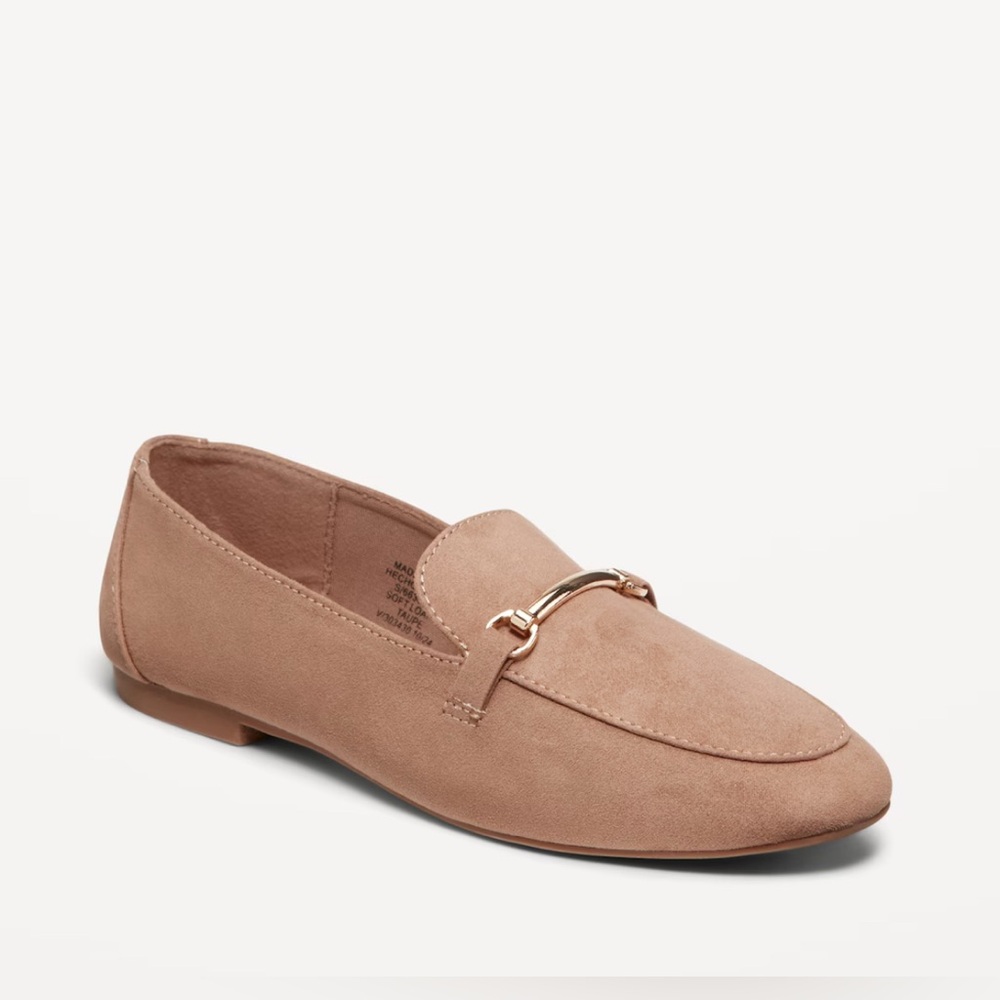 🆕 Old Navy Women’s Faux-Leather Soft Loafers Shoes Taupe 8 - Picture 1 of 10